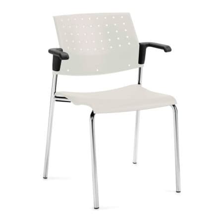 Gec Global Stacking Chair with Arms - Plastic - Ivory Clouds - Sonic Series 6513CH-IVC